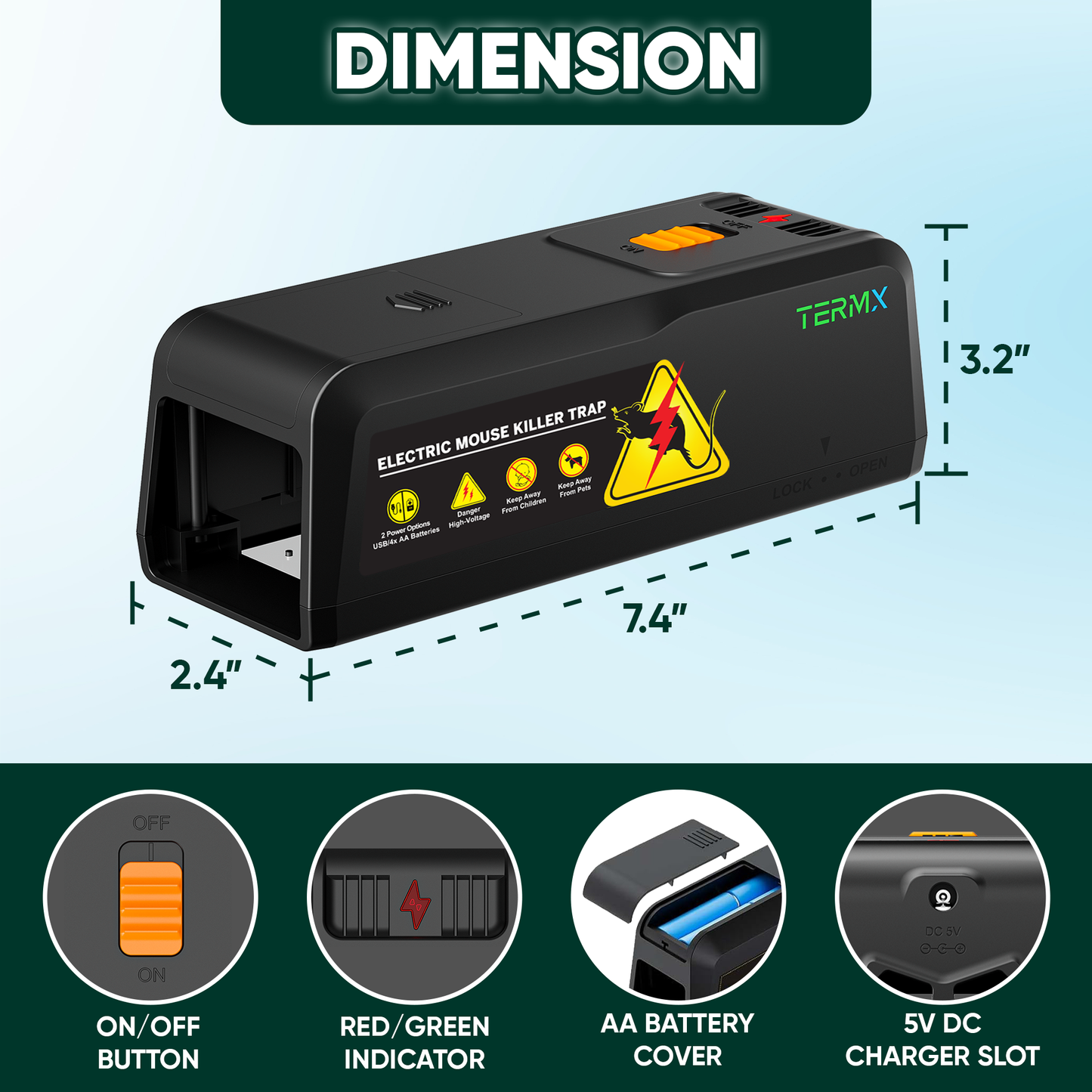 1 Pack Electric Mouse Trap Zapper with Powerful Voltage