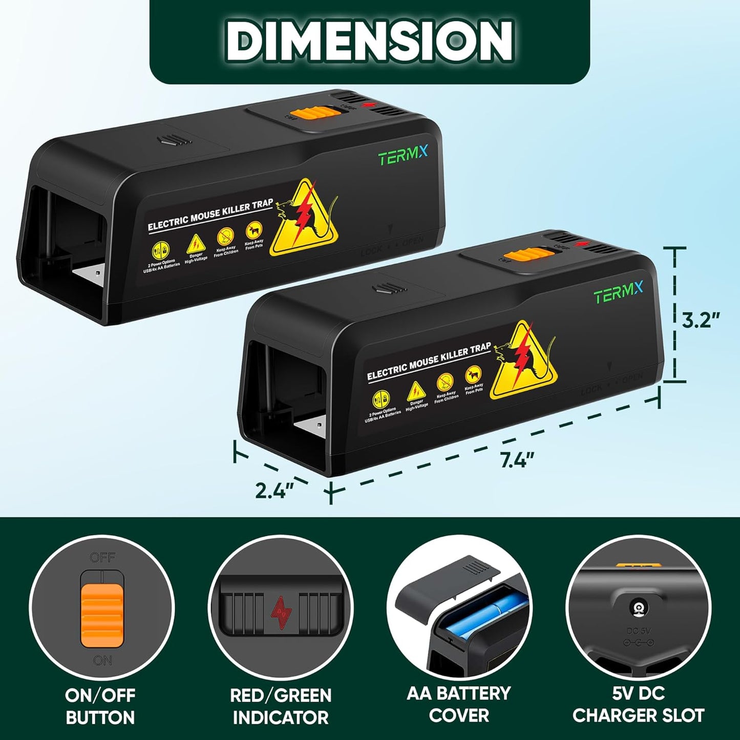 2 pack electric mouse trap zapper 