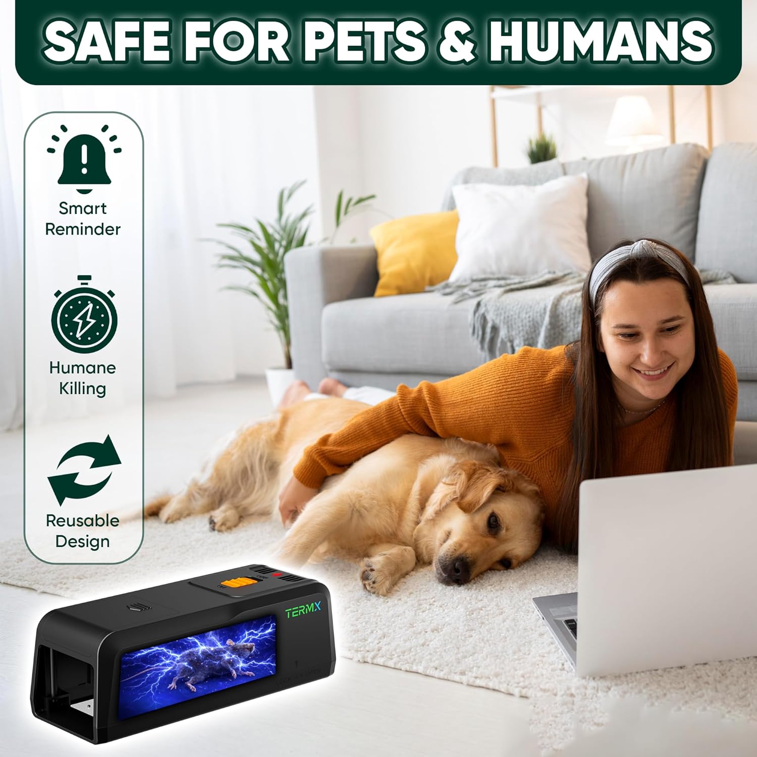 2 pack electric mouse trap zapper with powerful voltage manual