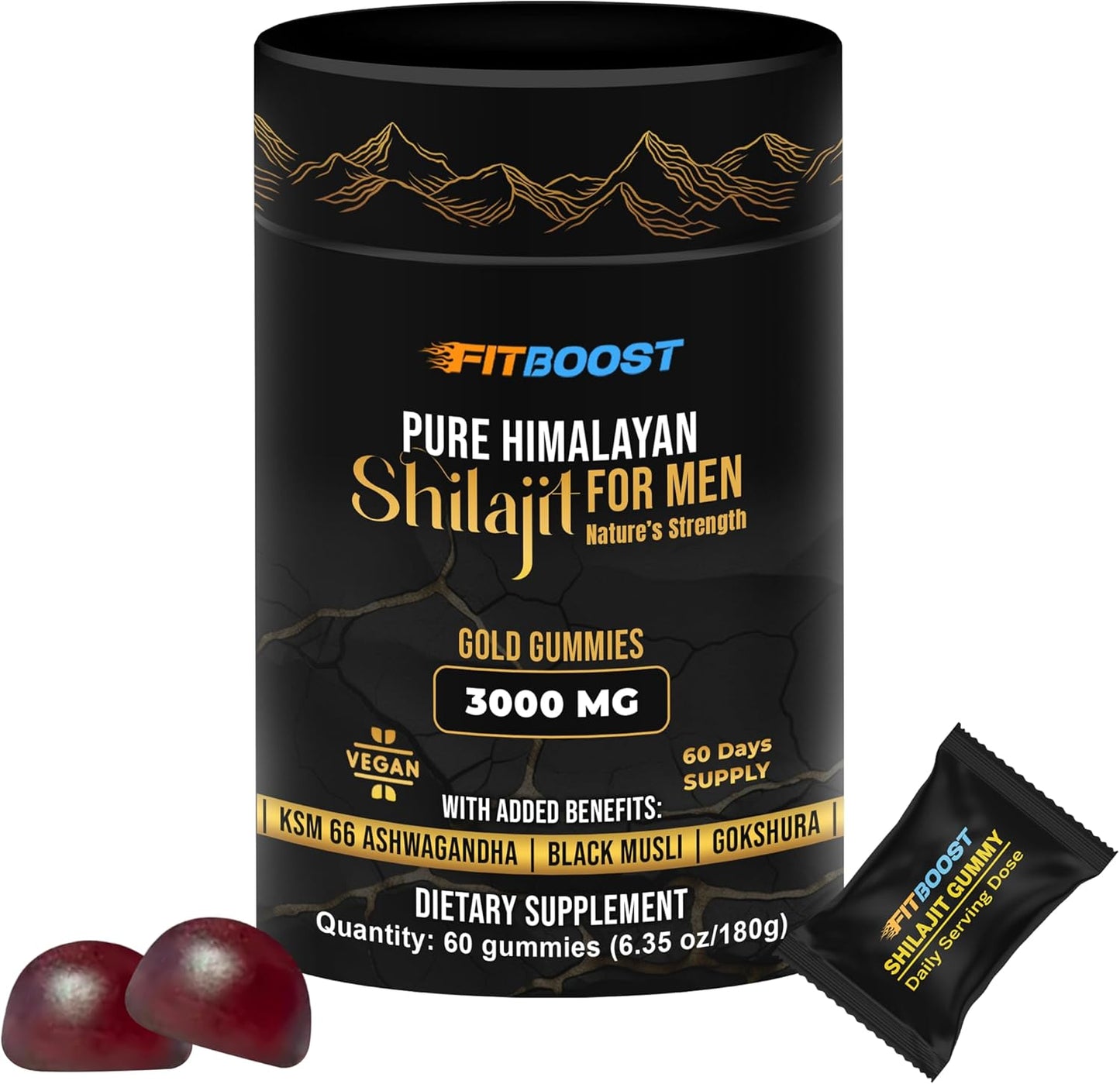 Sundried Himalayan Natural Shilajit Gummies for Men or Women 60 Days Supply