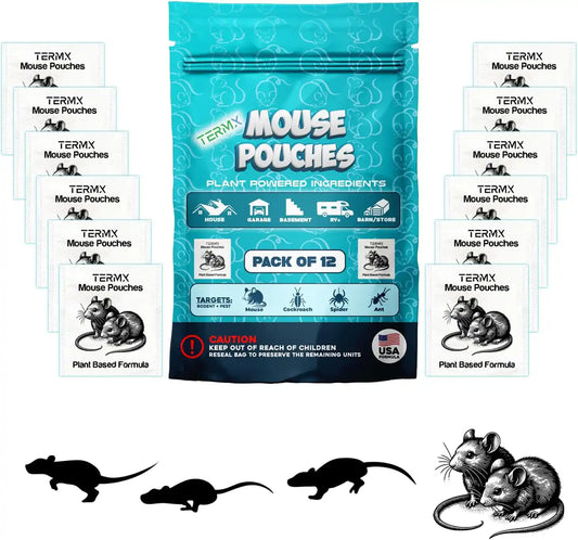12Pack Plant - Powered Natural Mouse Repellent Pouches for Indoor Use only