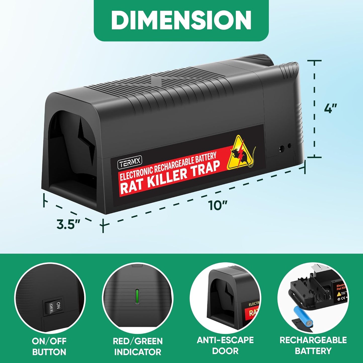 Rechargeable Electric Mouse Trap Zapper with Powerful Voltage of 2200V
