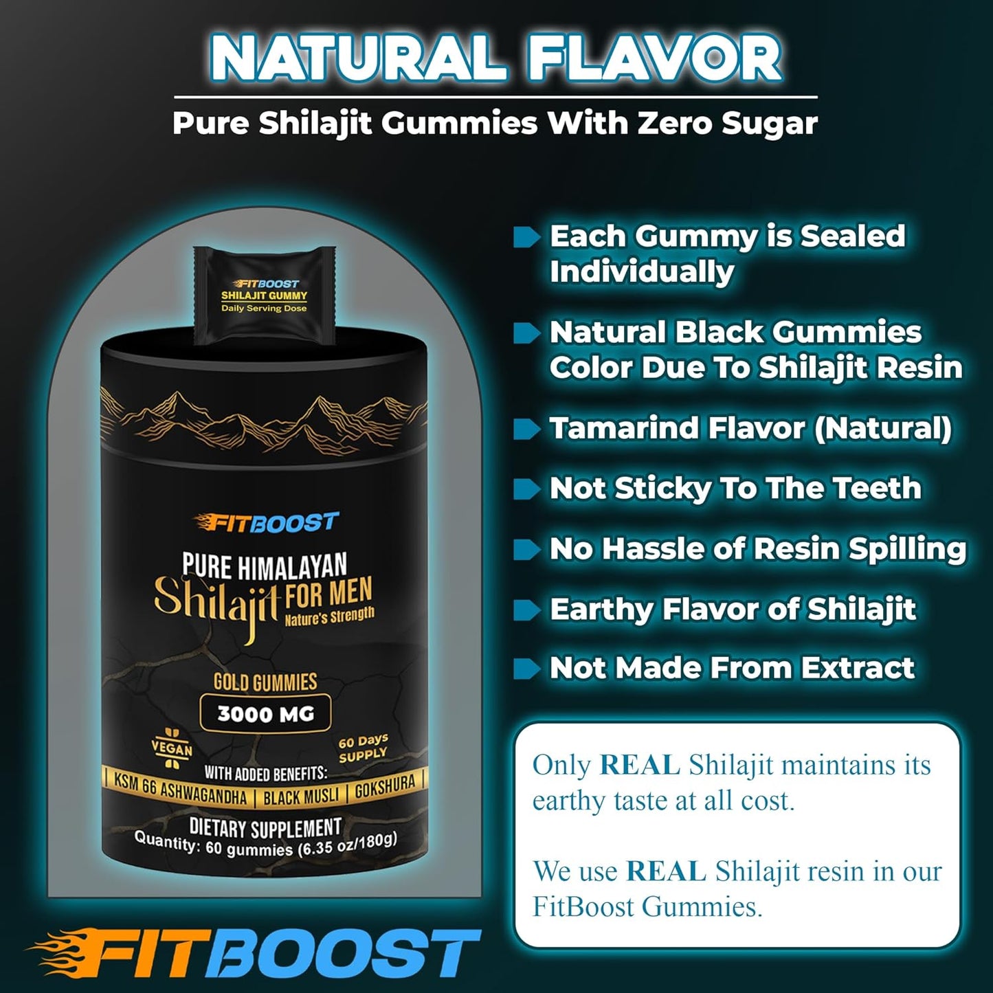 Sundried Himalayan Natural Shilajit Gummies for Men or Women 60 Days Supply
