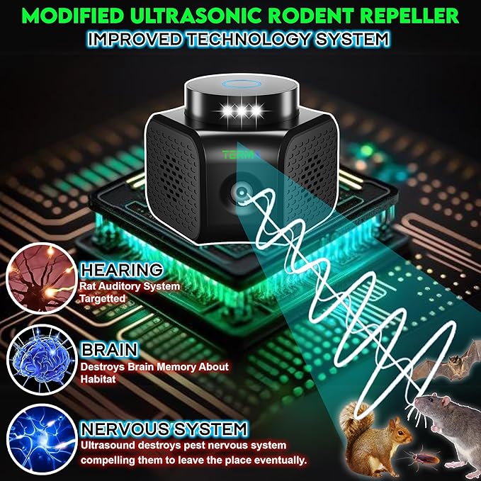 Ultrasonic Pest Repeller Indoor 4 Modes No Touch Solution