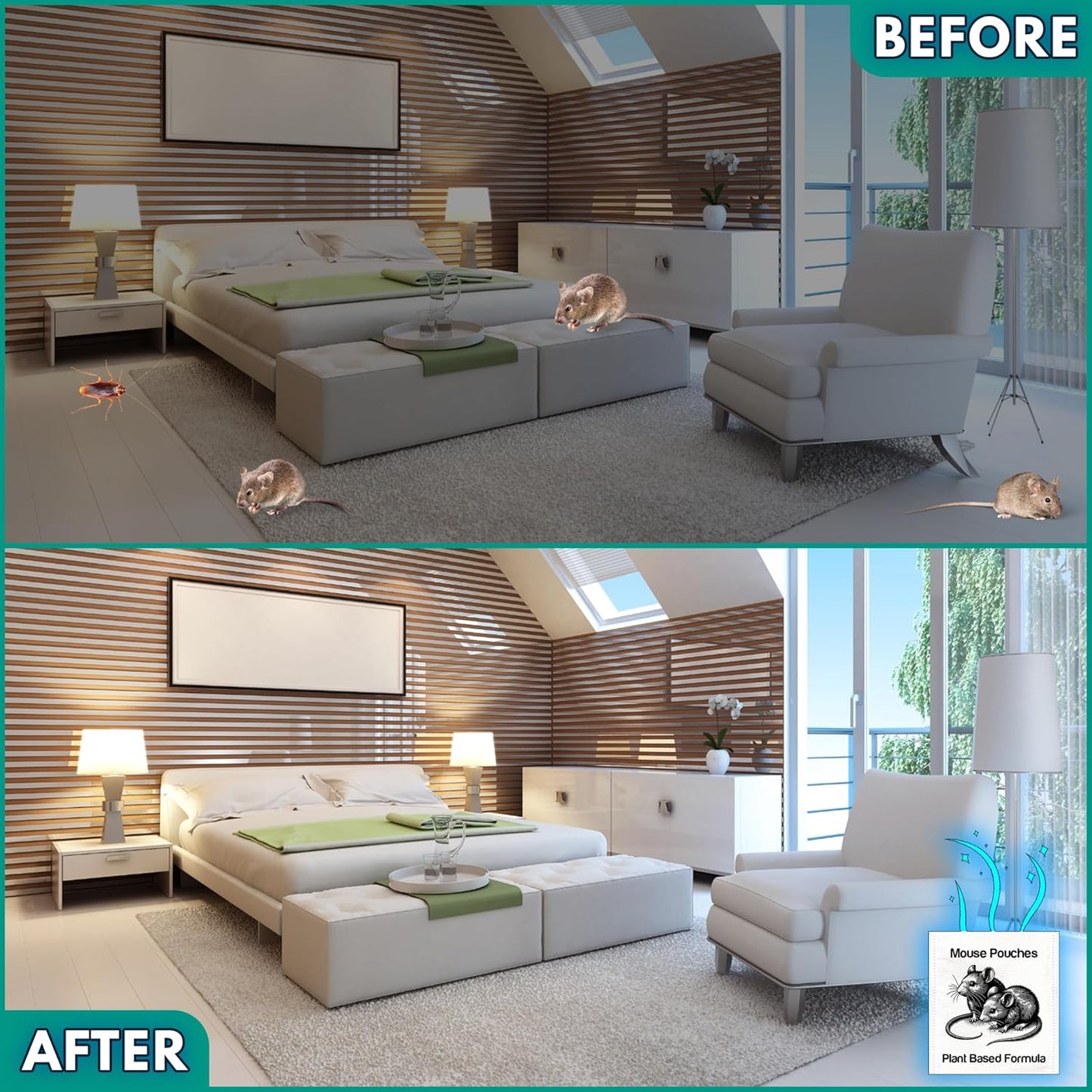 10Pack Plant - Powered Natural Mouse Repellent Pouches for Indoor Use only