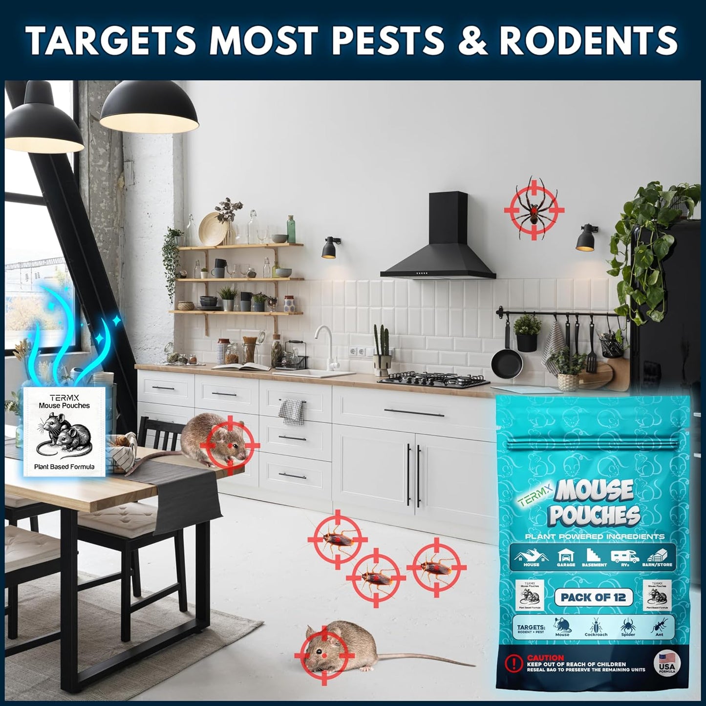 12Pack Plant - Powered Natural Mouse Repellent Pouches for Indoor Use only