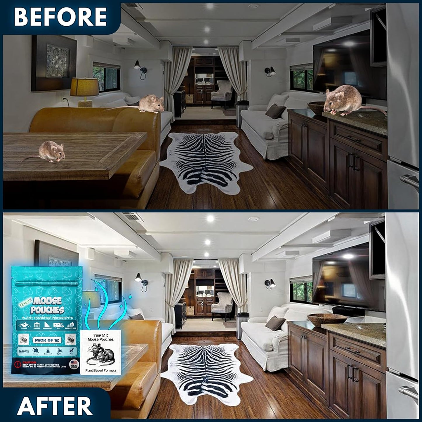 12Pack Plant - Powered Natural Mouse Repellent Pouches for Indoor Use only